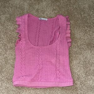 Pink knitted tank top